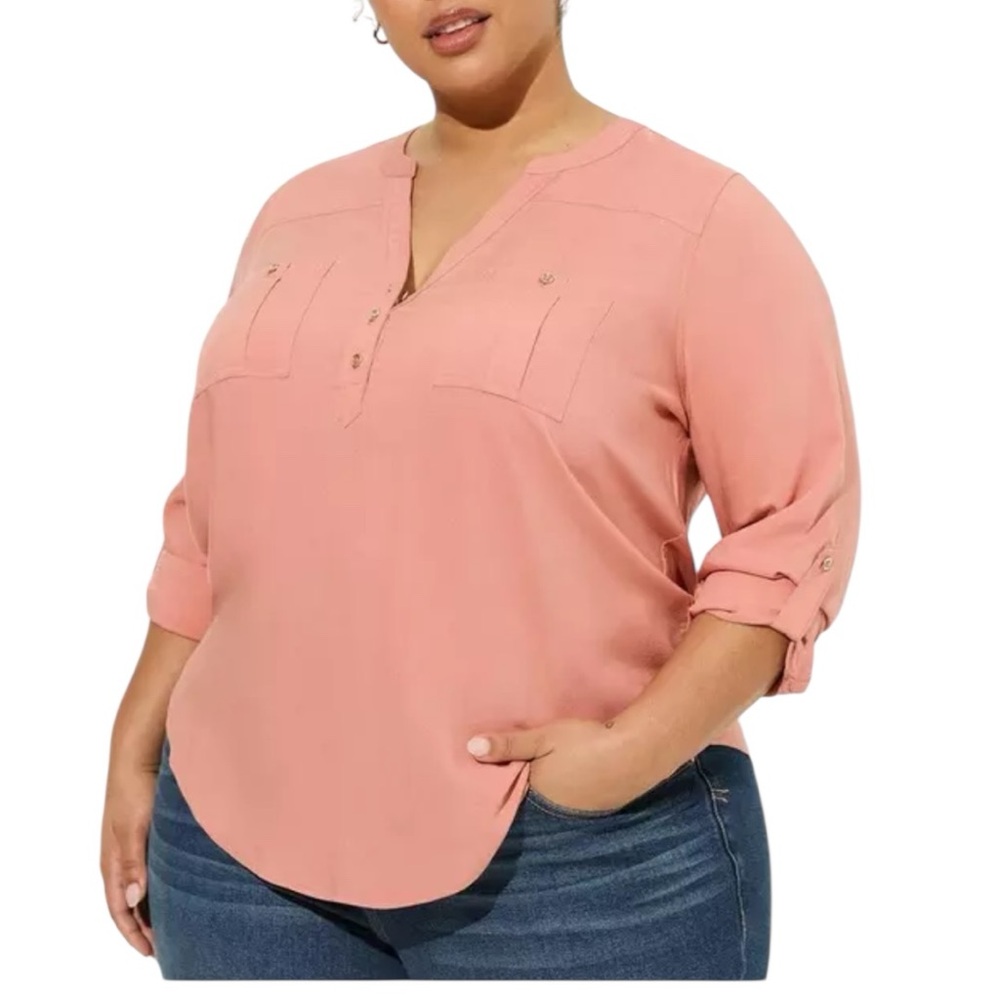 Torrid Dusty Rose Popover Blouse | Size 00 (US XL / 12